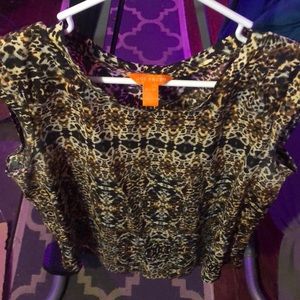 Joe fresh sleeveless brown patterned blouse